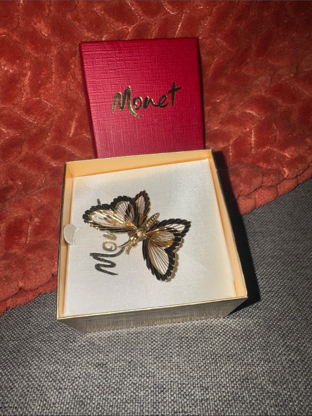 Vintage Monet Gold-Tone Openwork Butterfly Brooch Pin | New in Box (NIB)